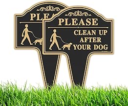 T&R Large Please Clean Up After Your Dog Sign with Stake - 2 Pack - 14” x 10” Rust Free Heavy Aluminum Sign for Outside, UV Protected, Waterproof and Fade Resistant, Easy to Install