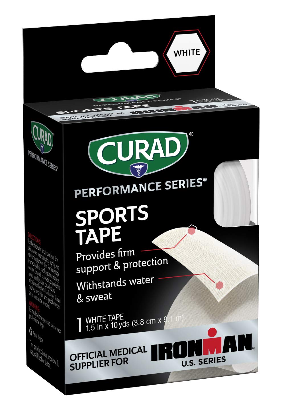 CURAD Performance Series Ironman Sports Tape, White, 1.5
