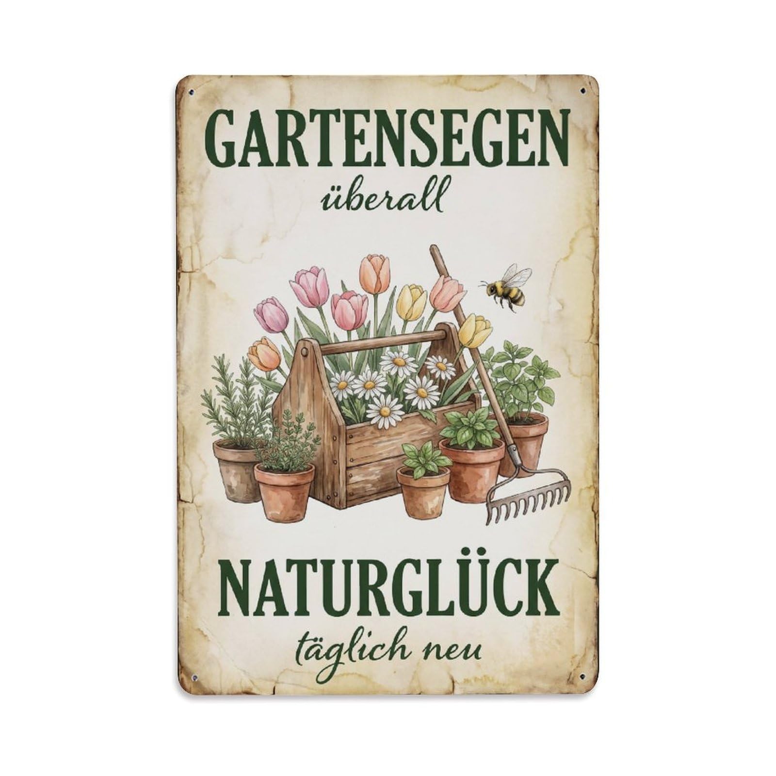 Vintage Funny Garden Blessing Everywhere Rustic Gate Organic Metal Tin Sign Plaque Wall Decor for Cafe, Club Bar, Office, Garden Metal Poster 8x12Inch