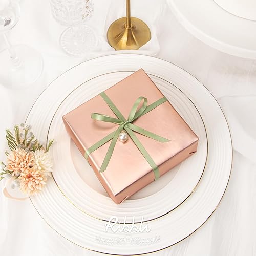 Miniatura 2 de Ribbli Cinta de satén de doble cara color salvia polvorienta, 14 pulgadas x 25 yardas, cinta verde salvia para envolver regalos, manualidades,