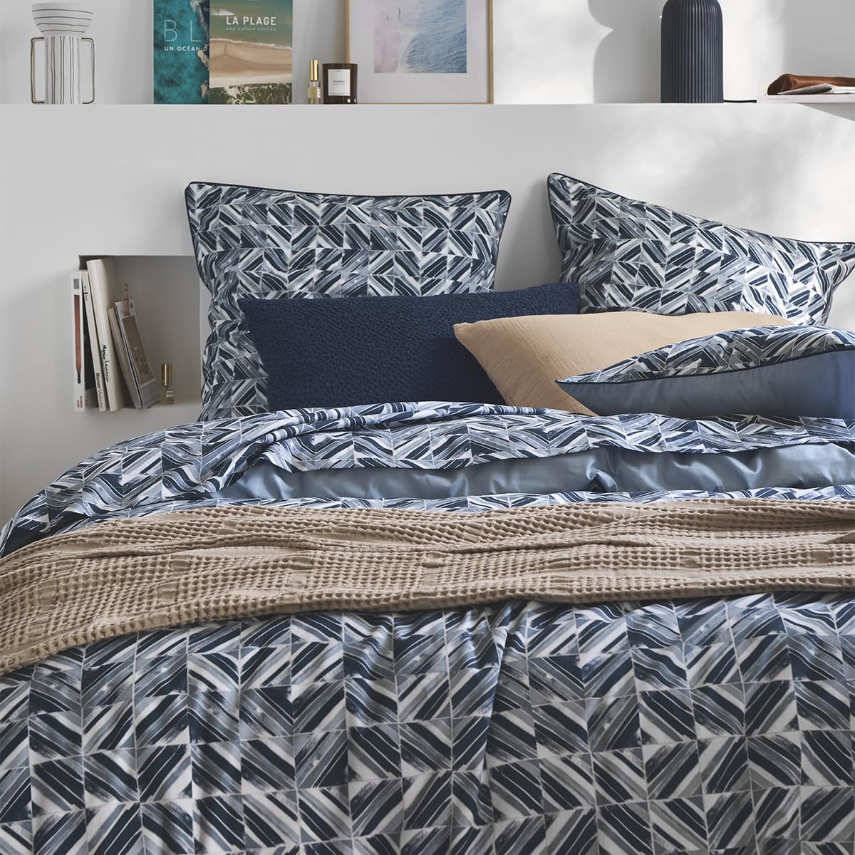 Essix Printed Cotton Percale Duvet Cover, Reflections, 240 x 220 cm, Blue - Image 4