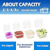 Vista 4 de Contenedores de almacenamiento de alimentos de 2/3/4/5 onzas con kits de tapas (paquete de 200), pequeños recipientes de plástico con tapas, tazas