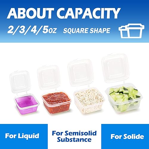 Miniatura 4 de Contenedores de almacenamiento de alimentos de 2345 onzas con kits de tapas (paquete de 200), pequeños recipientes de plástico con tapas, tazas