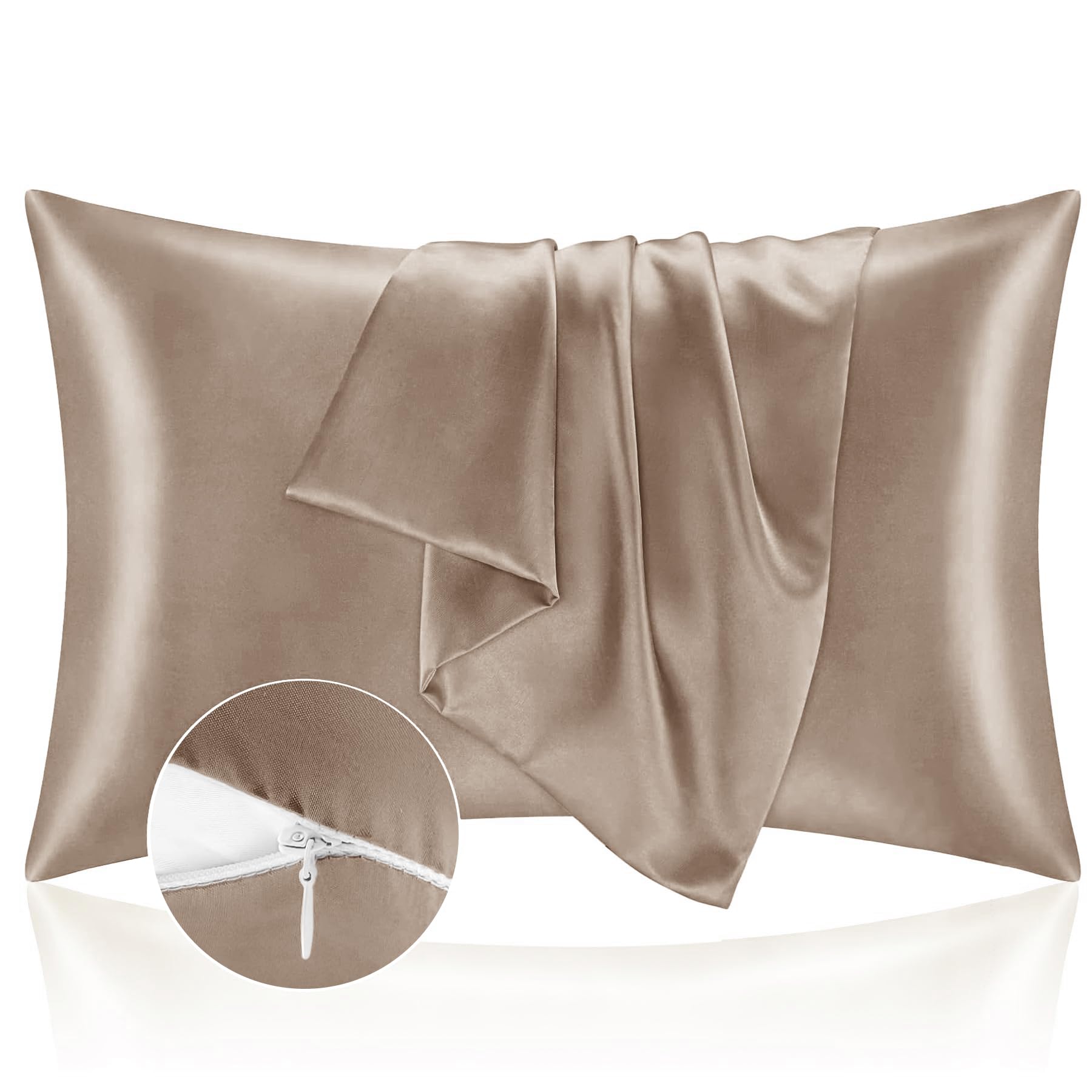 Federe Cuscino 50x80 In Raso - Set 2 Pezzi Ipoallergenico Per Pelle E Capelli - Foto 2