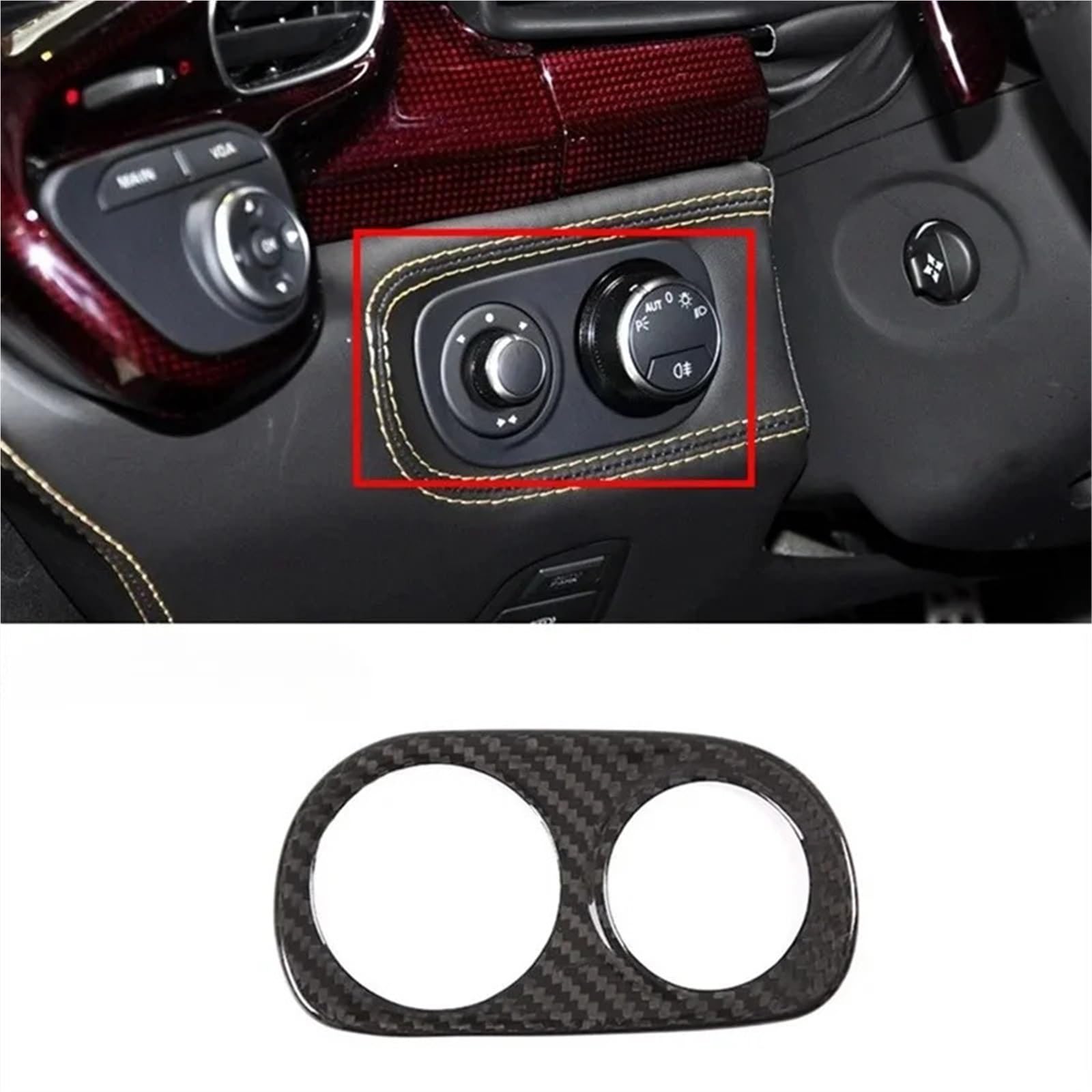 Autocollant couverture pour boutons commutation phares en Fiber carbone véritable sec, accessoires Modification intérieur 11-16 pour Ferrari 458 Revêtement carbone console centrale Panneau