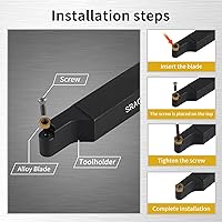 Vista 3 de Juego de 12 piezas para torno indexable de 3/8"10mm - Juego de 2 piezas de soporte de herramientas de torno de metal con 10 piezas de insertos
