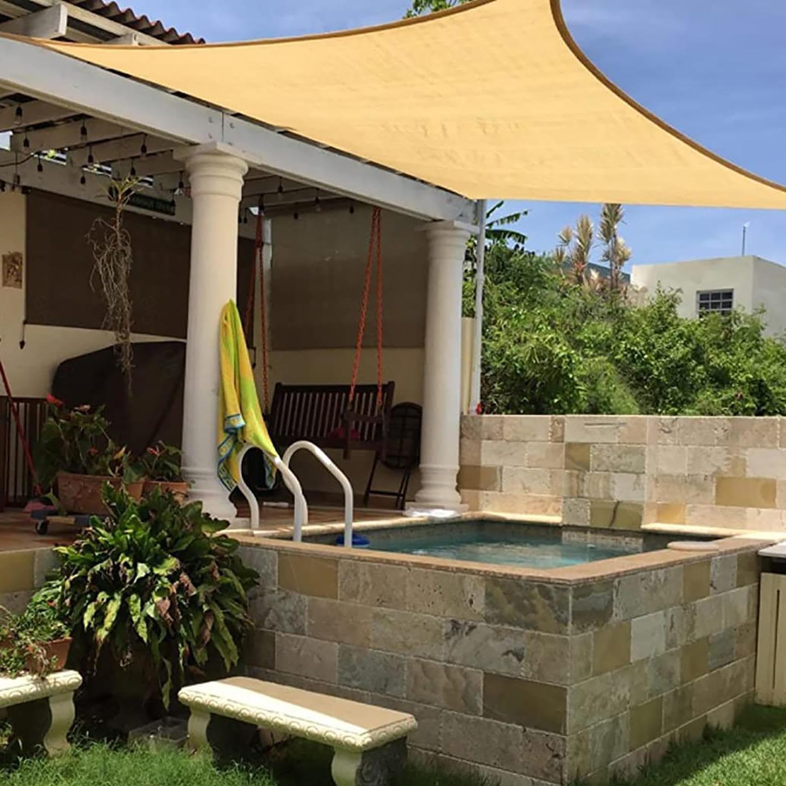 Malla de Sombra Verde de 100 cm - Tela de Sombra Transpirable con Ojales de Alta Resistencia para pérgola, jardín o sombrilla de Exterior - Cubierta de protección Solar de 6x6 m