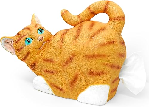 Funda para caja de pañuelos de gato, se adapta a caja de pañuelos de papel de gato naranja cuadrado, decoración Kawaii para baño, mesita de noche,