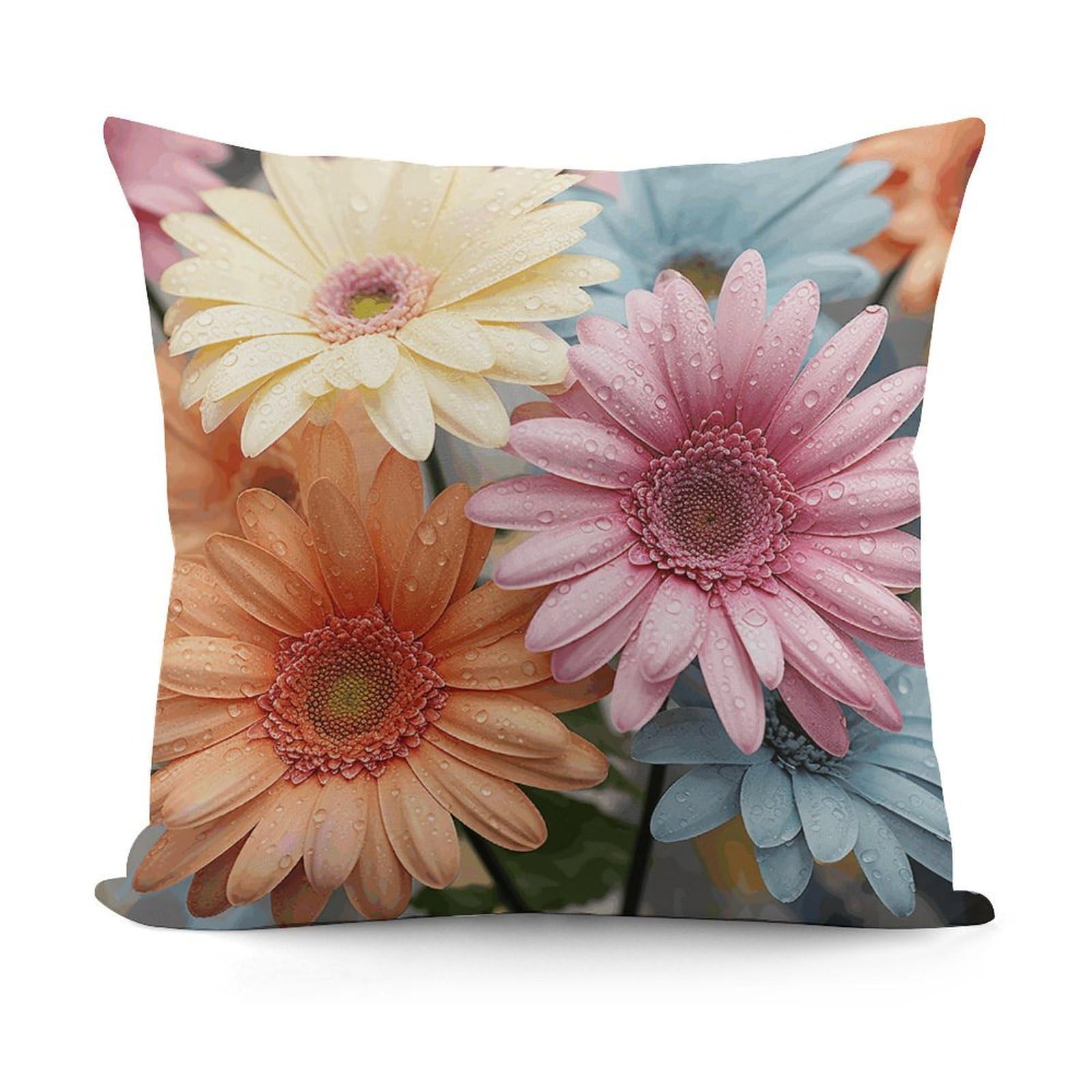 VstaDank Colorful Daisy Flower Throw Pillow Cover Soft Square Cushion Cover Art Artwork Pillow Covers Mordern Couch Pillow Covers Decorative Cushion Case for Chair Couch Bedroom Living Room
