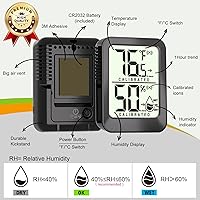 Vista 6 de Paquete de 3 Termómetros de Habitación Higrómetros de Interior para el Hogar, Sensor Digital Mini Calibrador Medidor de Humedad, Monitor