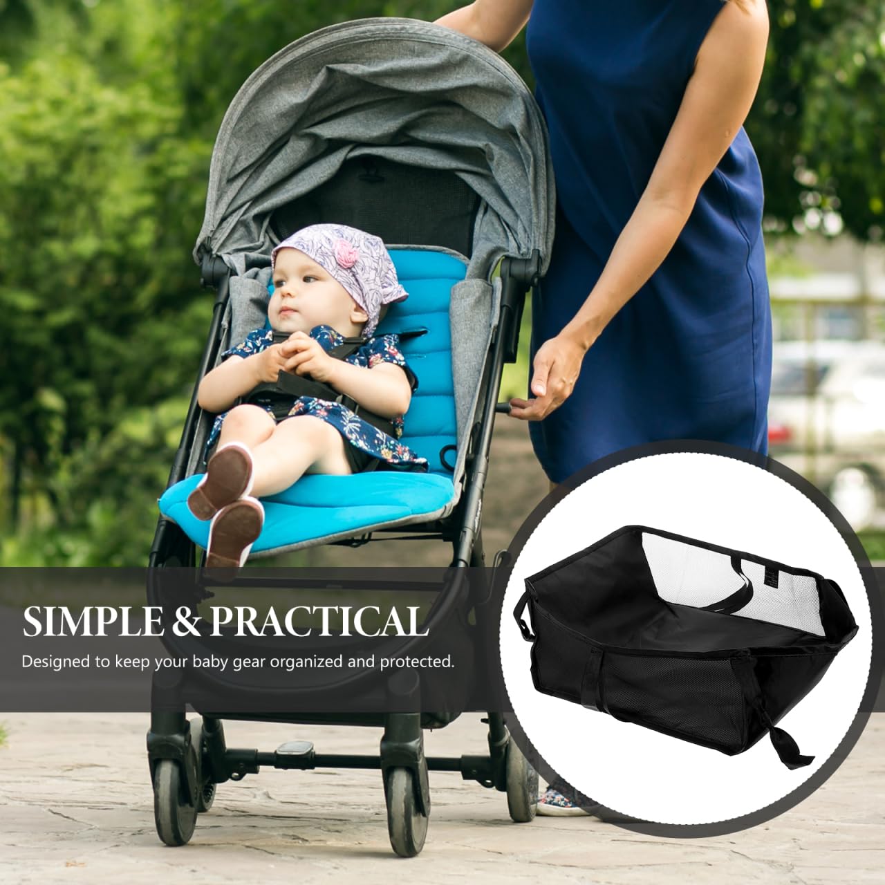 Cestino Inferiore Per Passeggino, Cestino Inferiore Per Carrozzina, Per Passeggino In Tessuto Oxford Per Lo Shopping