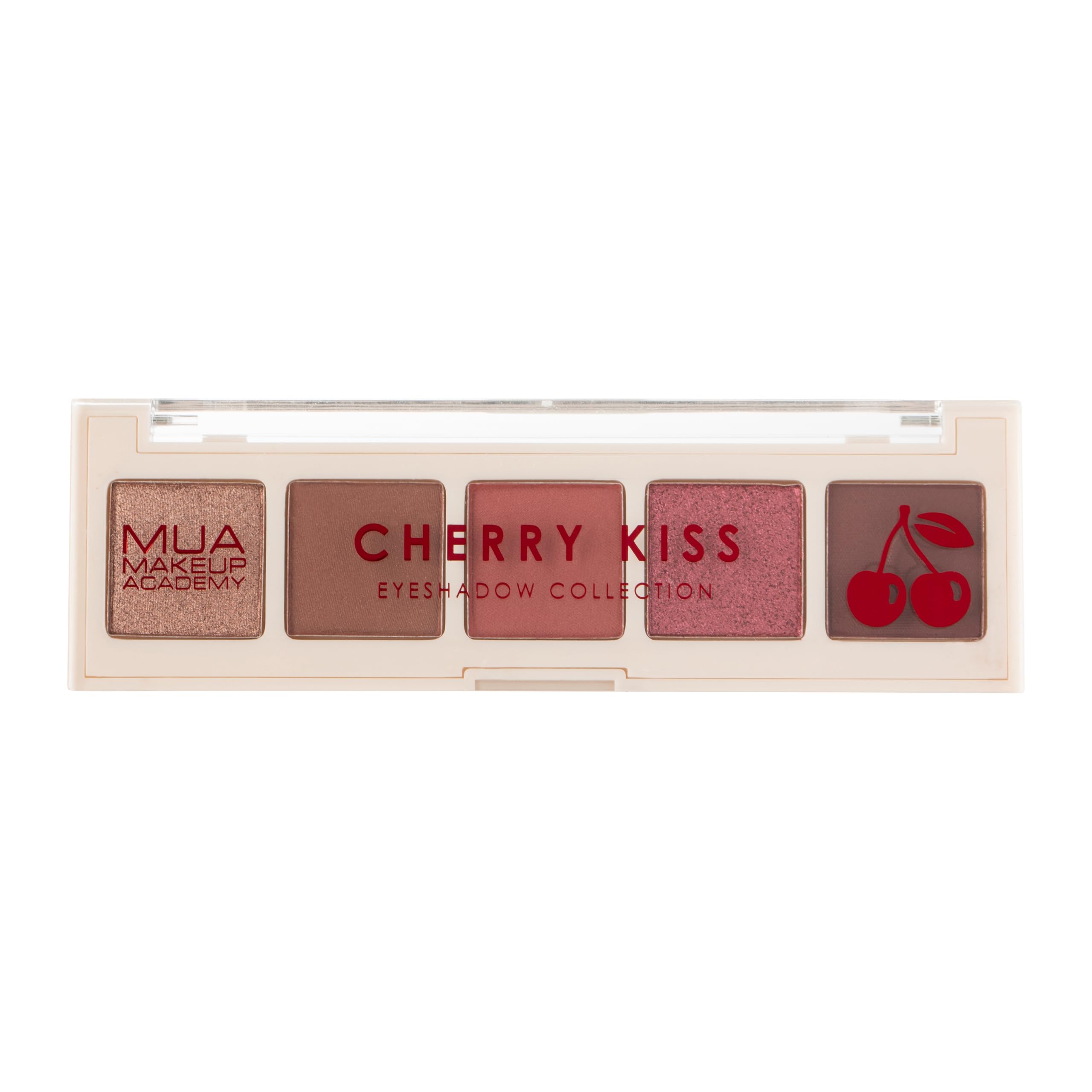 MUA Makeup Academy 5-Shade Eyeshadow Palette, Cherry Kiss, Highly Pigmented Matte & Shimmer Blend, Vegan and Cruelty Free