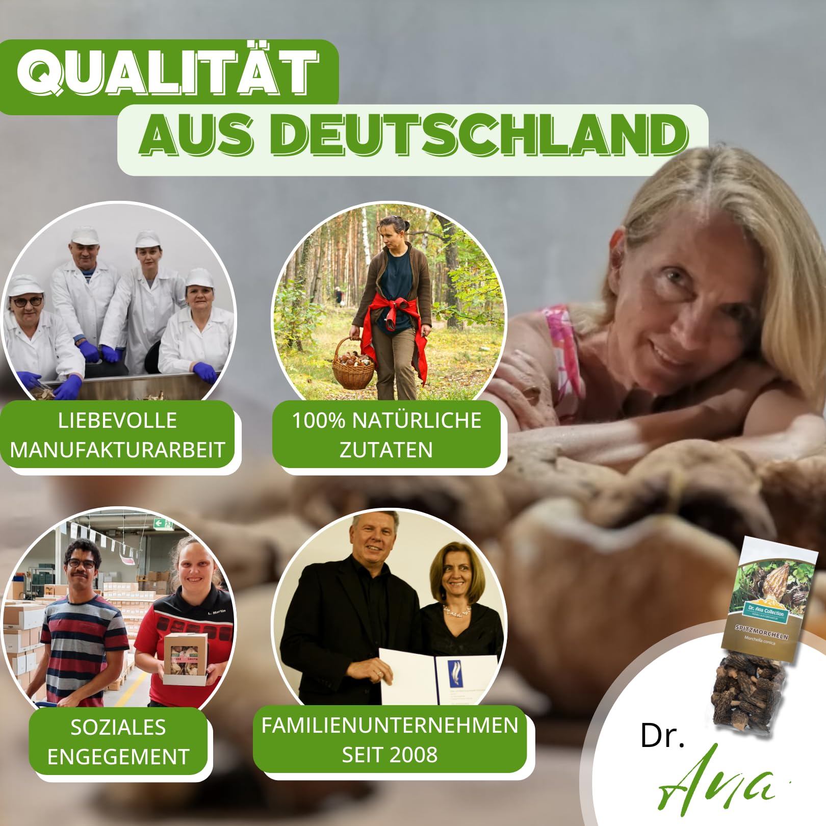 Dr. Ana Collection - getrocknete Spitzmorcheln ganze Köpfe (50g) | ohne Zusatzstoffe - 100% naturbelassen | aus europäischer Wildsammlung | Spitzenqualität