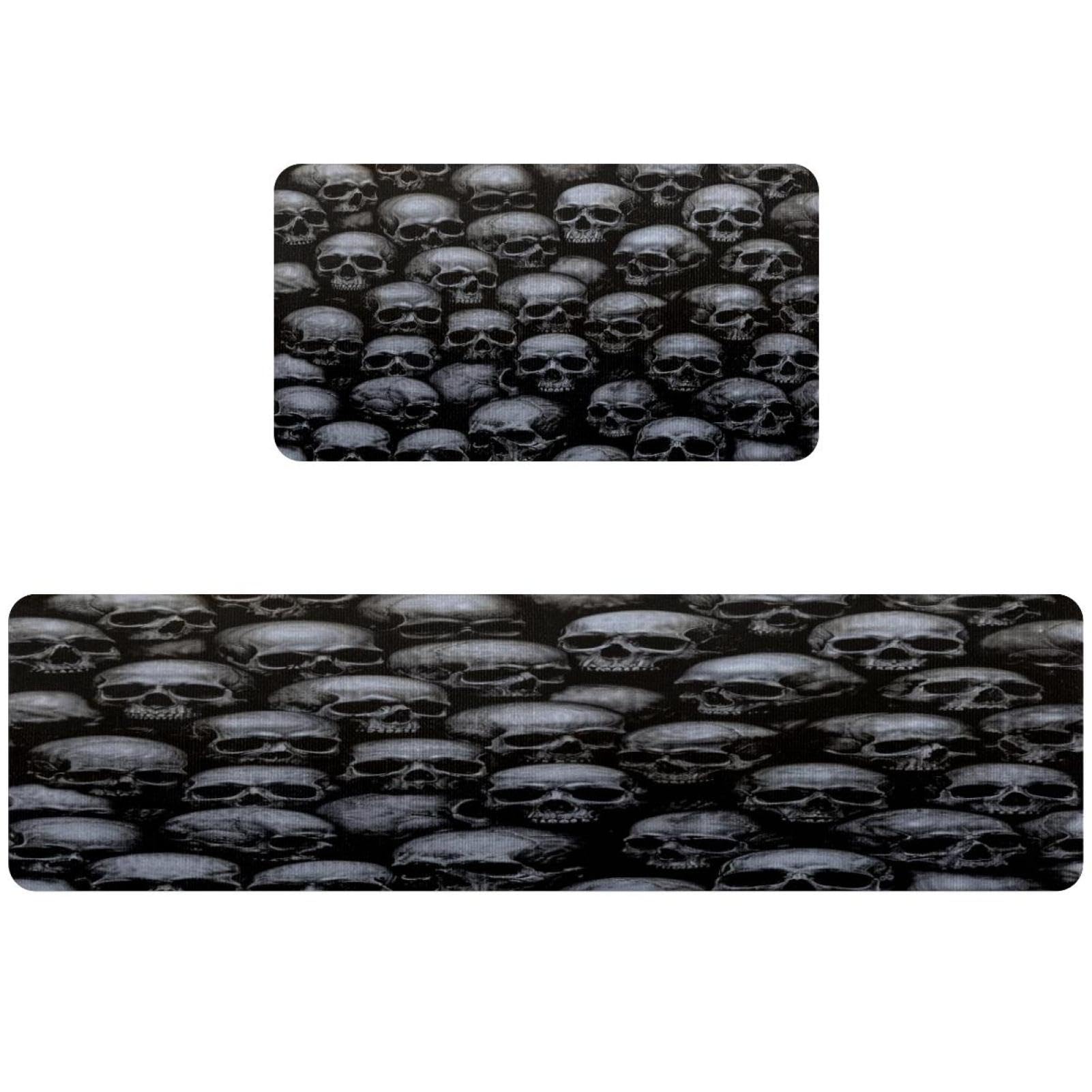 Alfombrilla de cocina para pasillo y cuarto de lavado con diseño original de calaveras