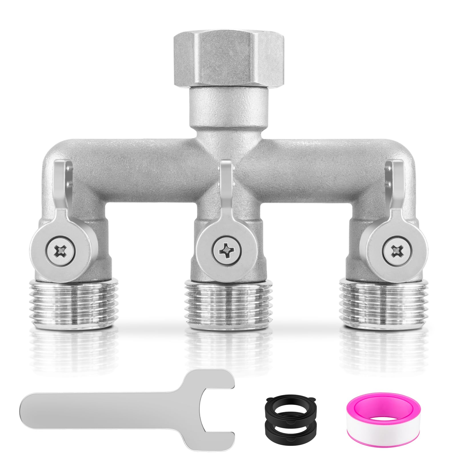 Kruuvax 304 Stainless Steel 3 Way Hose Splitter
