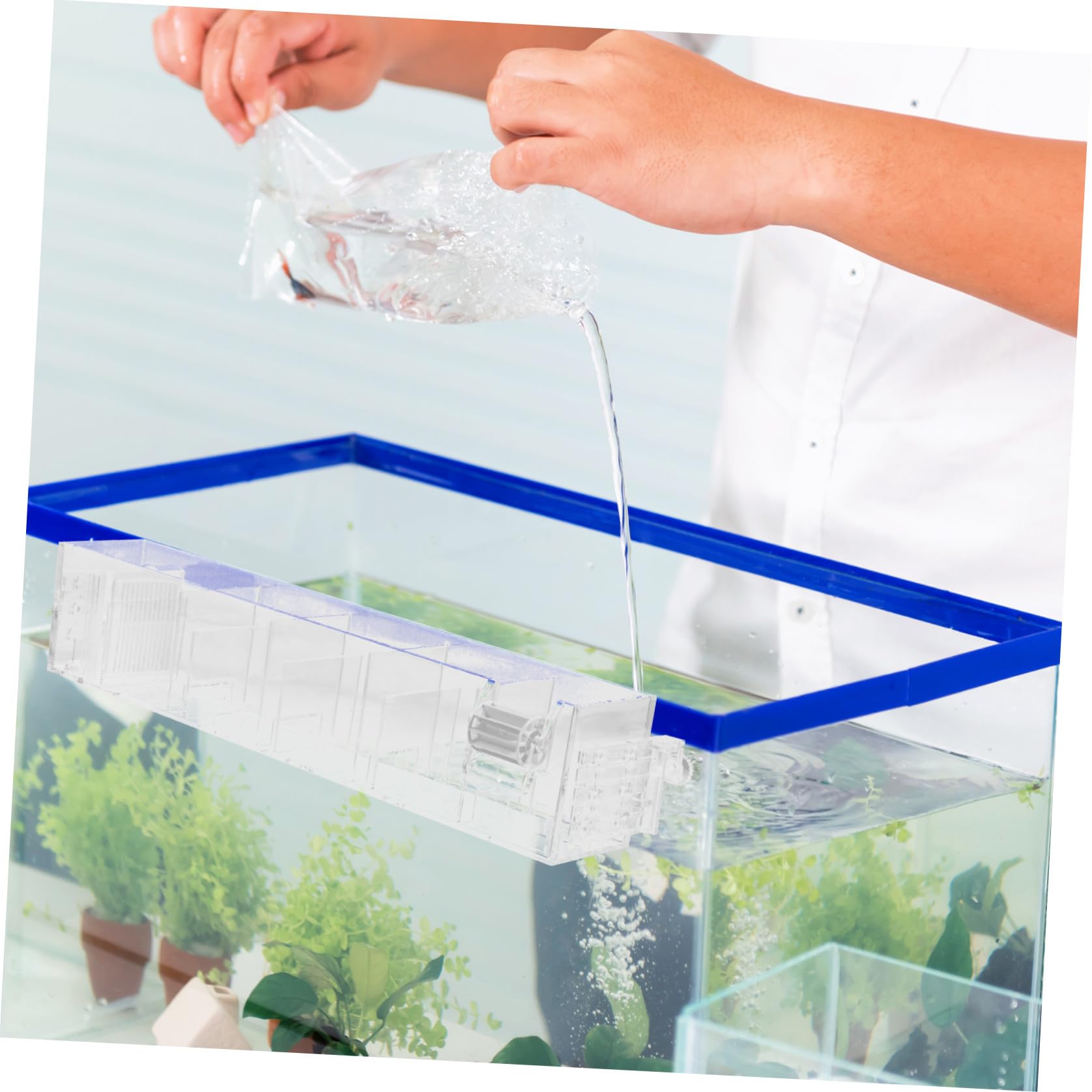 Acryl Aquariumfilterkasten mit Integrierter Wasserpumpe und Leisem Hängesystem 1 Satz Filterbox für Effiziente Fischtankfiltration und Klares Design