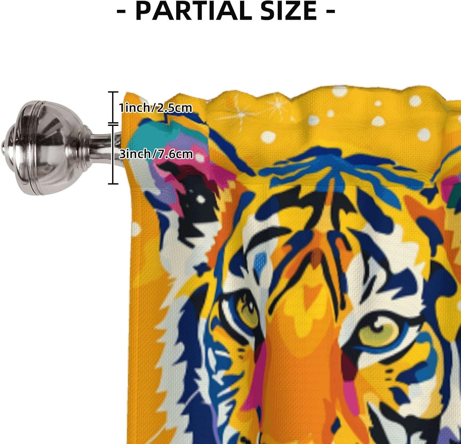 Valance for Windows Pop Art Tiger Yellow Kitchen Curtains Valances Rod Pocket Window Treatment Short Topper Curtains for Living Room Bedroom Bathroom 1 Panel 54x18 Inch