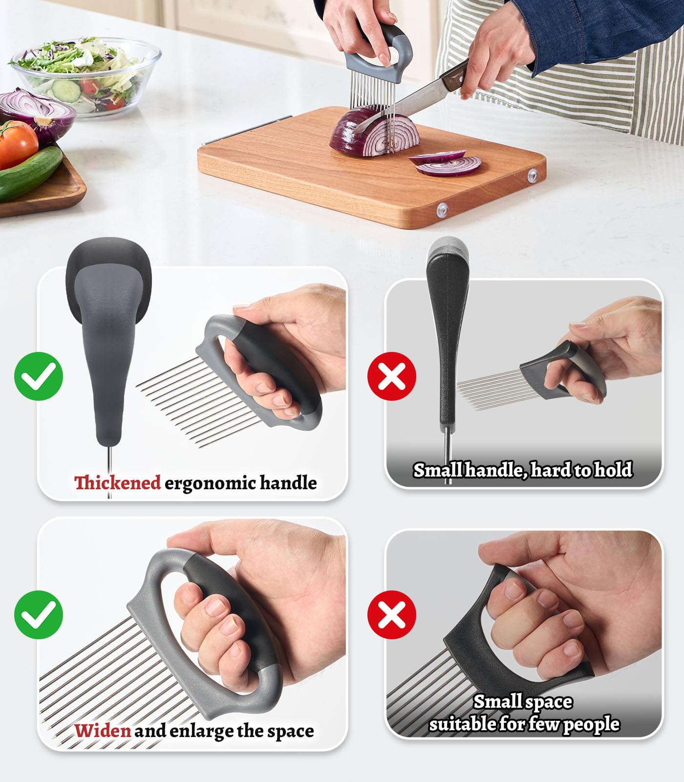 Cortador de cebolla PRO | Cortador de cebolla | Soporte para rebanar | Cortador de verduras de limón para papa y tomate, aguacates, huevos, herramienta auxiliar para cortar frutas y carne 2