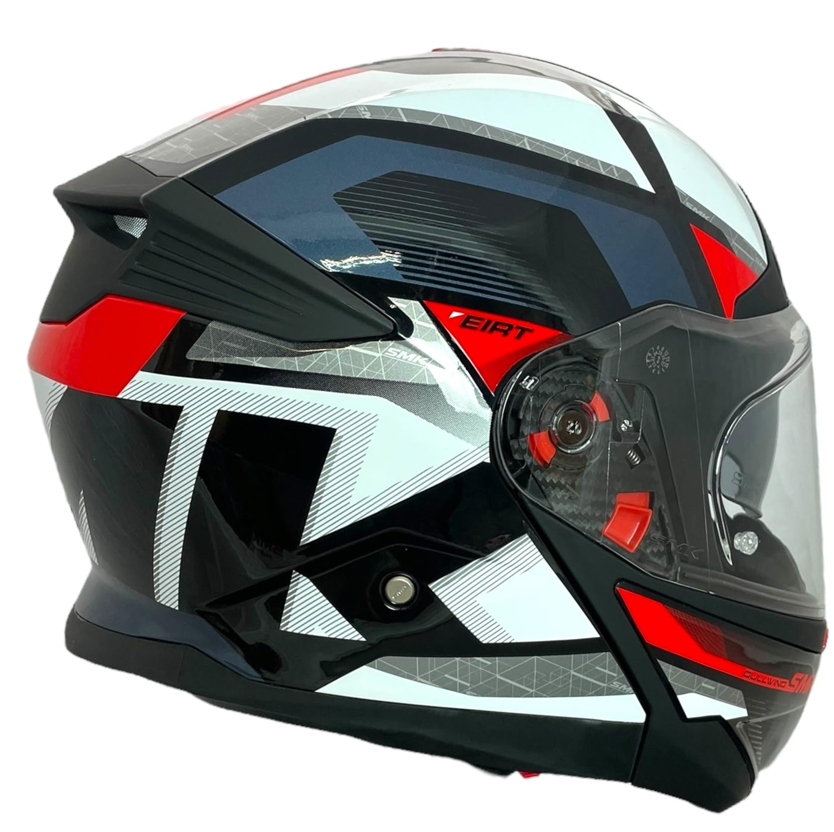 SMK Helmets Casco Modular GULLWING Venture Decorado Brillo Blanco y Rojo 22.06 con Doble Visor P/J (L 59/60)