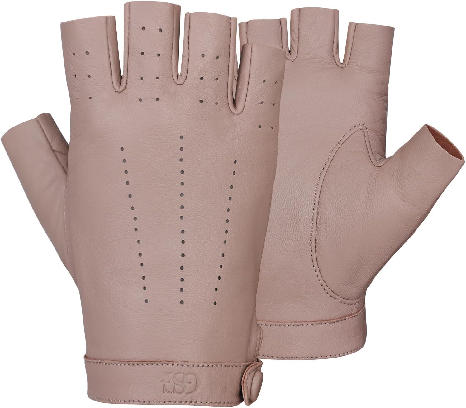GSG Women Fingerless Leather Gloves - Driving Motorcycle Biker Gloves - Unlined Half Finger - Image 6