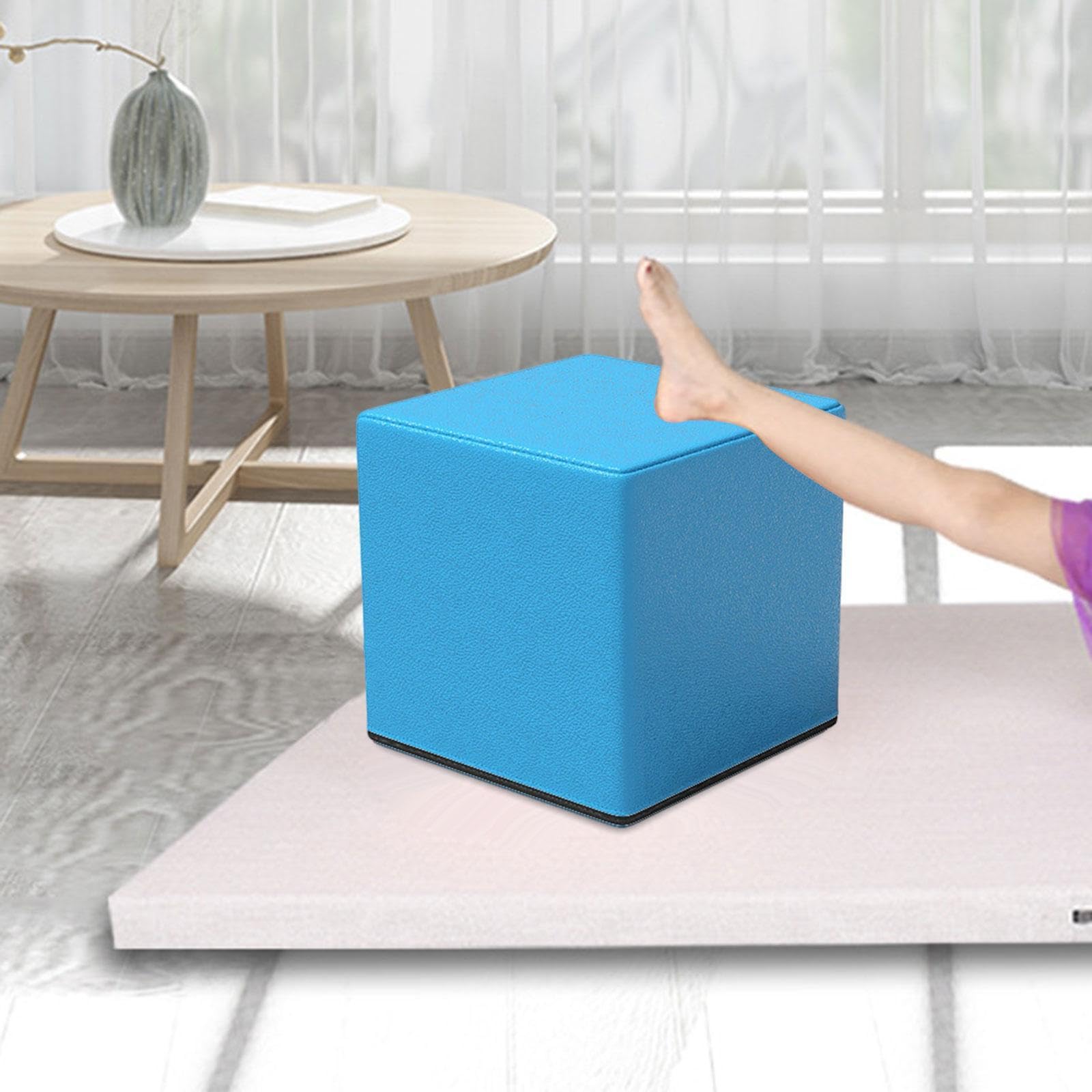 Vaveren Yoga Block Yoga Brick Lightweight Multifunctional Non Slip Home Seating Cube Stool for Indoor Sports Fitness Balance Training, Blue