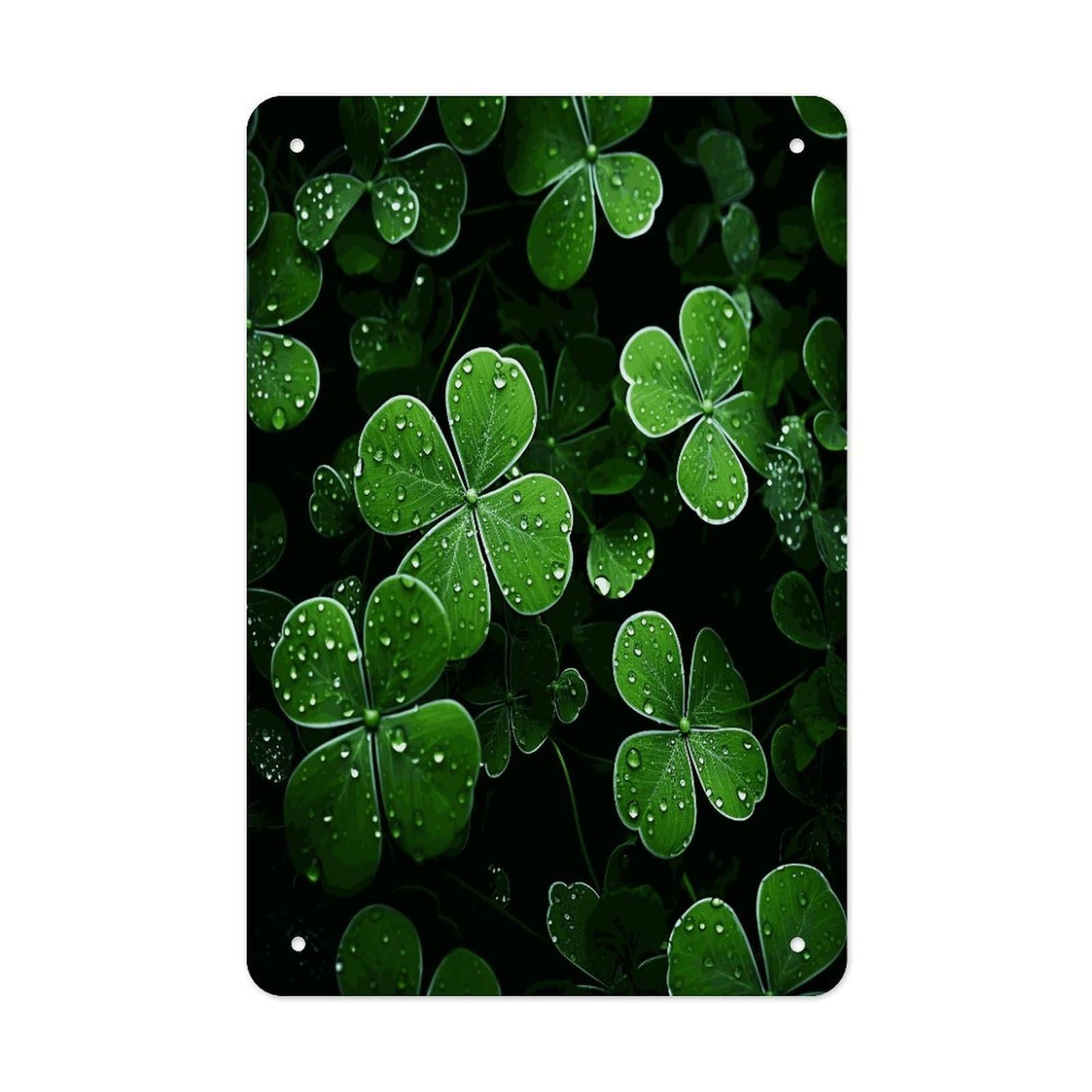St Patricks Day Leaves Metal Tin Sign Wall Decor Funny Retro Sign Weatherproof Metal Wall Art for Indoor Or Outdoor Retro Tin Signs for Kitchen Office Home Bar Decor 11.8 X 7.9 Inch