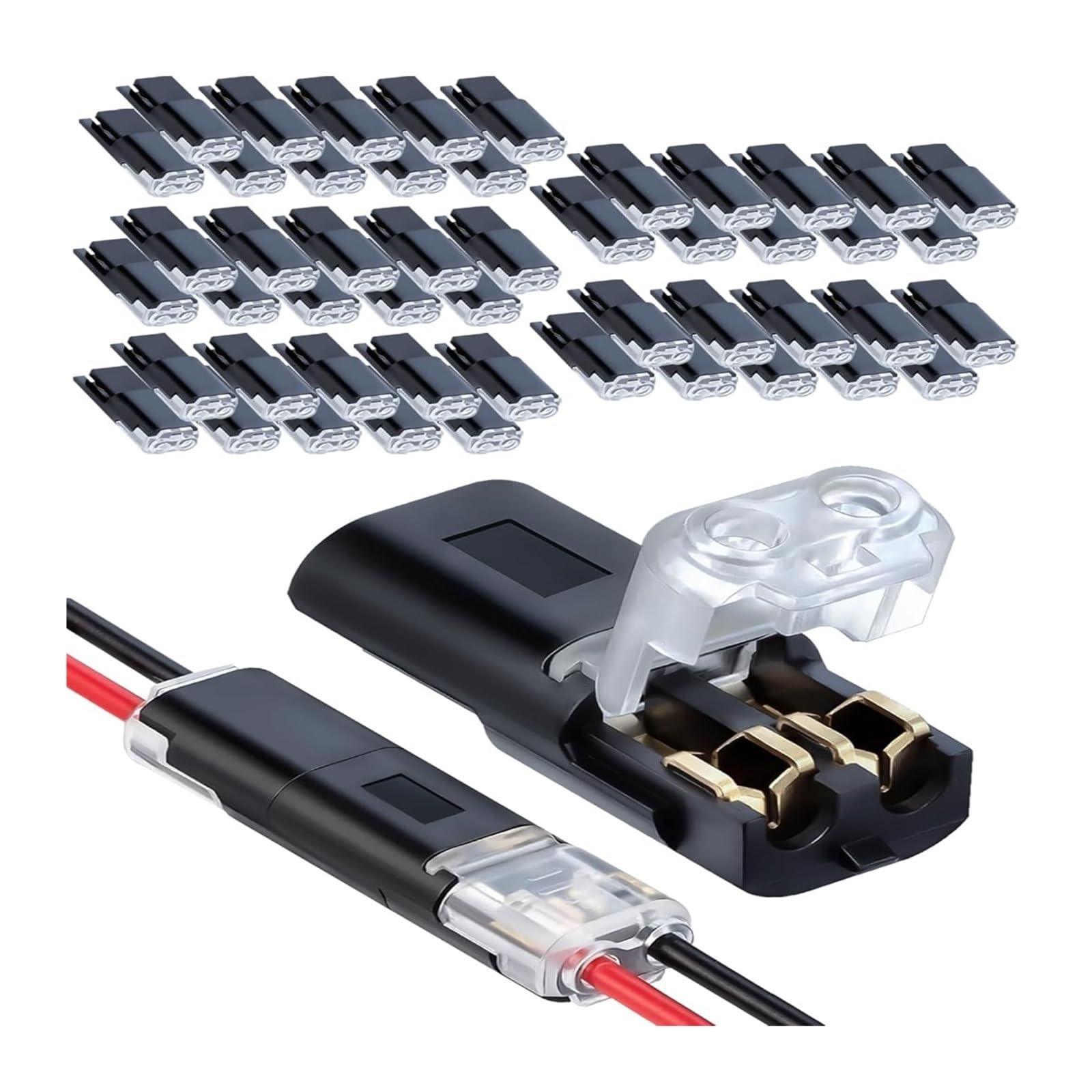 Shungong 50pcs Double-Wire Plug-in Connectors with Locking Buckle - 2 Pin 2 Way Universal Compact Wire for LED Projects(50pcs)