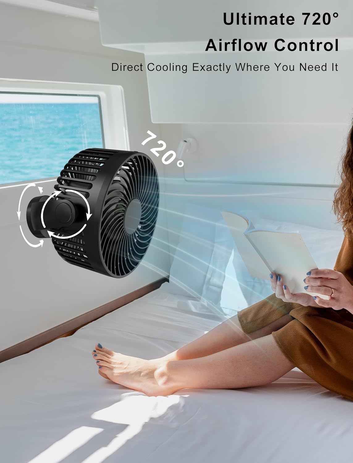 Magnetic Cruise Ship Approved Fan, 12000mAh Battery Operated Travel Fan with 5 Speeds, LED Lantern, Timer, Magnetically Sticks on Cabin Ceilings and Walls, Cruise Essentials 2026