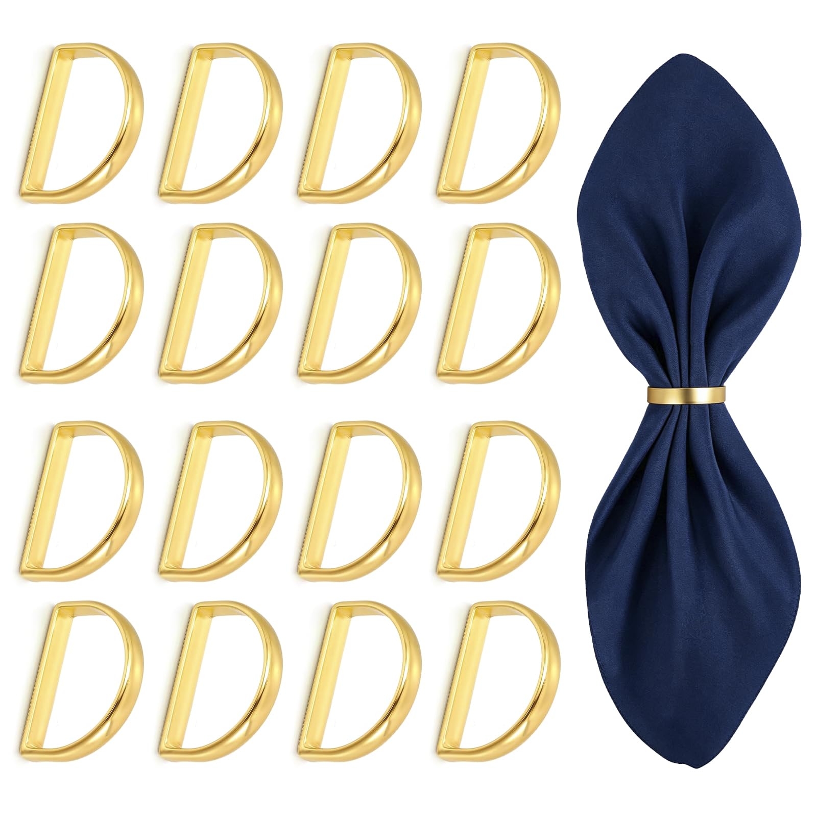 16Pcs Gold Napkin Rings, Elegant Serviette Holders for Table Decor Wedding