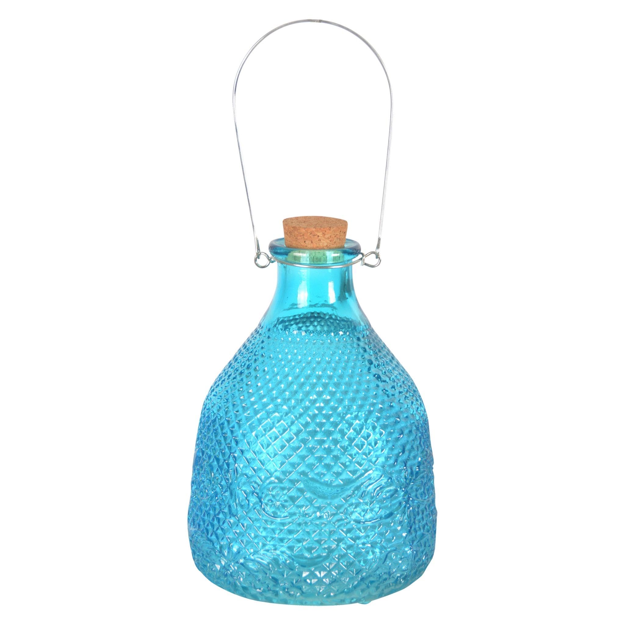 1x WASP TRAP Extra Large Catcher Glass Bottle with Metal Hanger By CKB LTD - Traditional Attractive Hanging Honey Pot Design Insect Catcher Trap Indoor Outdoor Garden Pest Control (Blue)