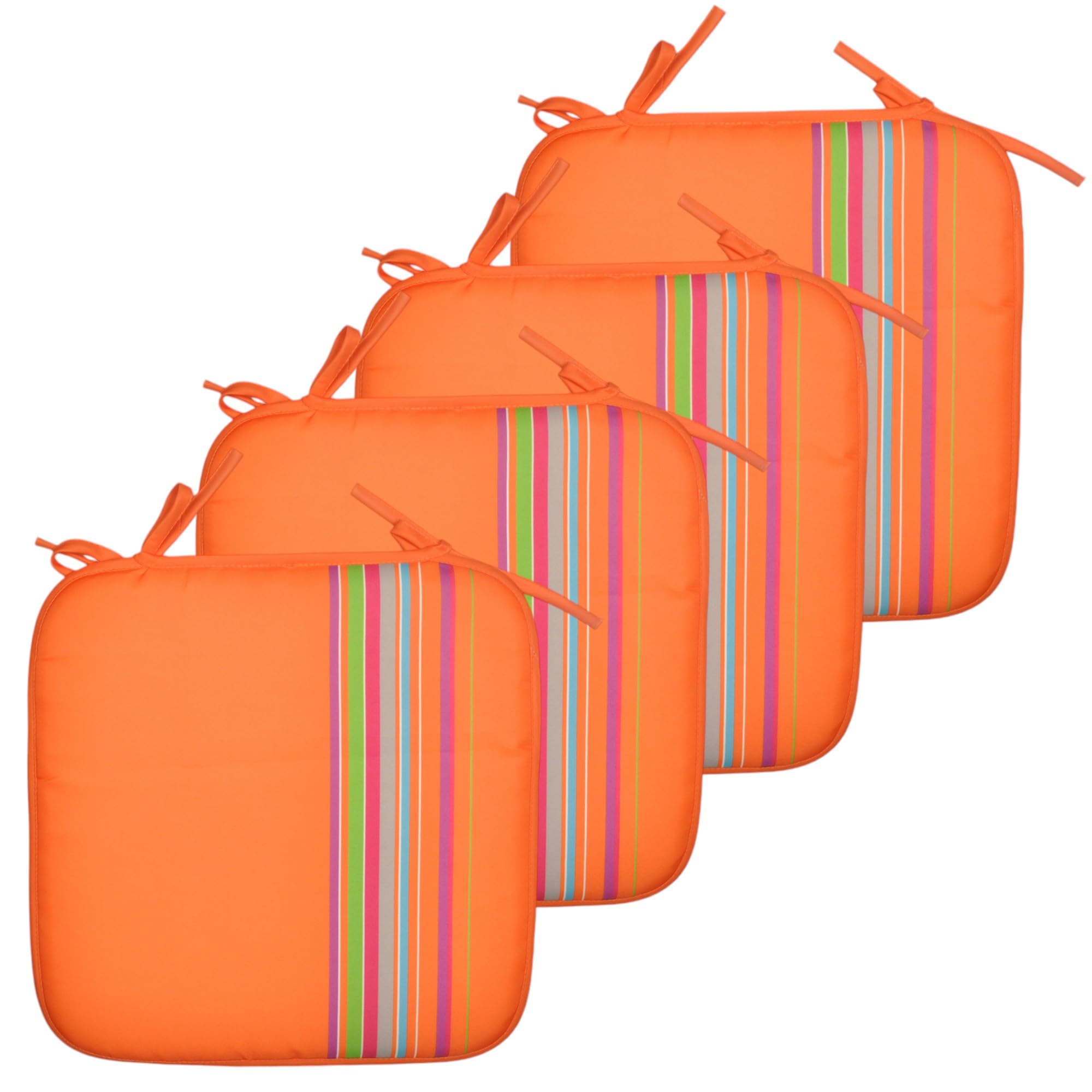 COSHANO Cojines Acolchados para sillas de Cocina, cojin para terraza, jardín, balcón, Comedor. Tamaño 38x38cm. Cojines Asiento para sillas Interior y Exteriores. (Naranja 4 Pzas)