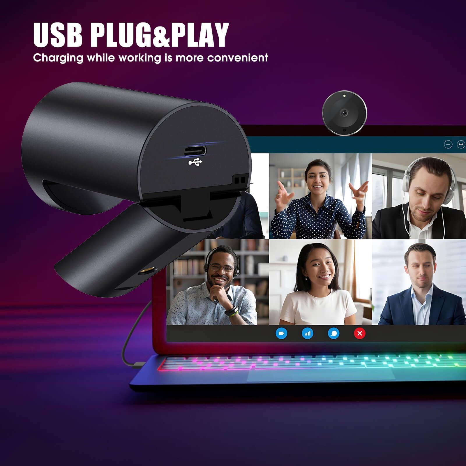 Cámara web 4K para PC y laptop, ultra HD 4K, enfoque automático PDAF, compatible con 3X DZoom y ePTZ, micrófonos integrados con cancelación de ruido y cubierta de privacidad para reuniones