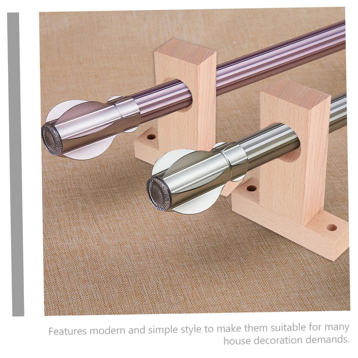 Supporti per Bastone in Legno Beige 4 Pezzi, Staffa Resistente e Pesante per Bastoni Tende, Adatti per Casa e Dormitorio