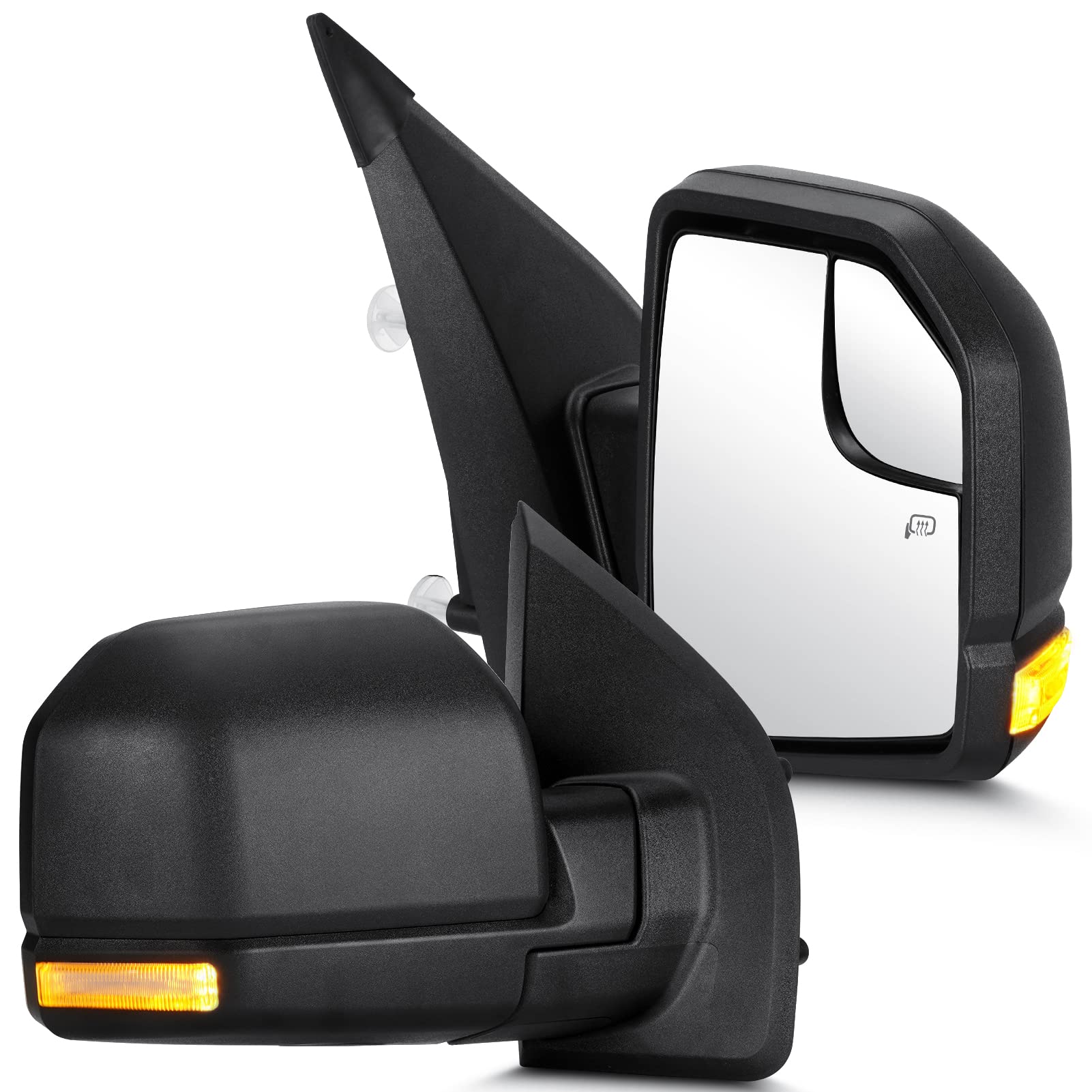 Youxmoto Towing Mirrors for Ford For F150 2015 2016 2017 2018 2019 2020, W/Amber Turn Signal; Manual Folding; Heated; Power Adjustment Glass