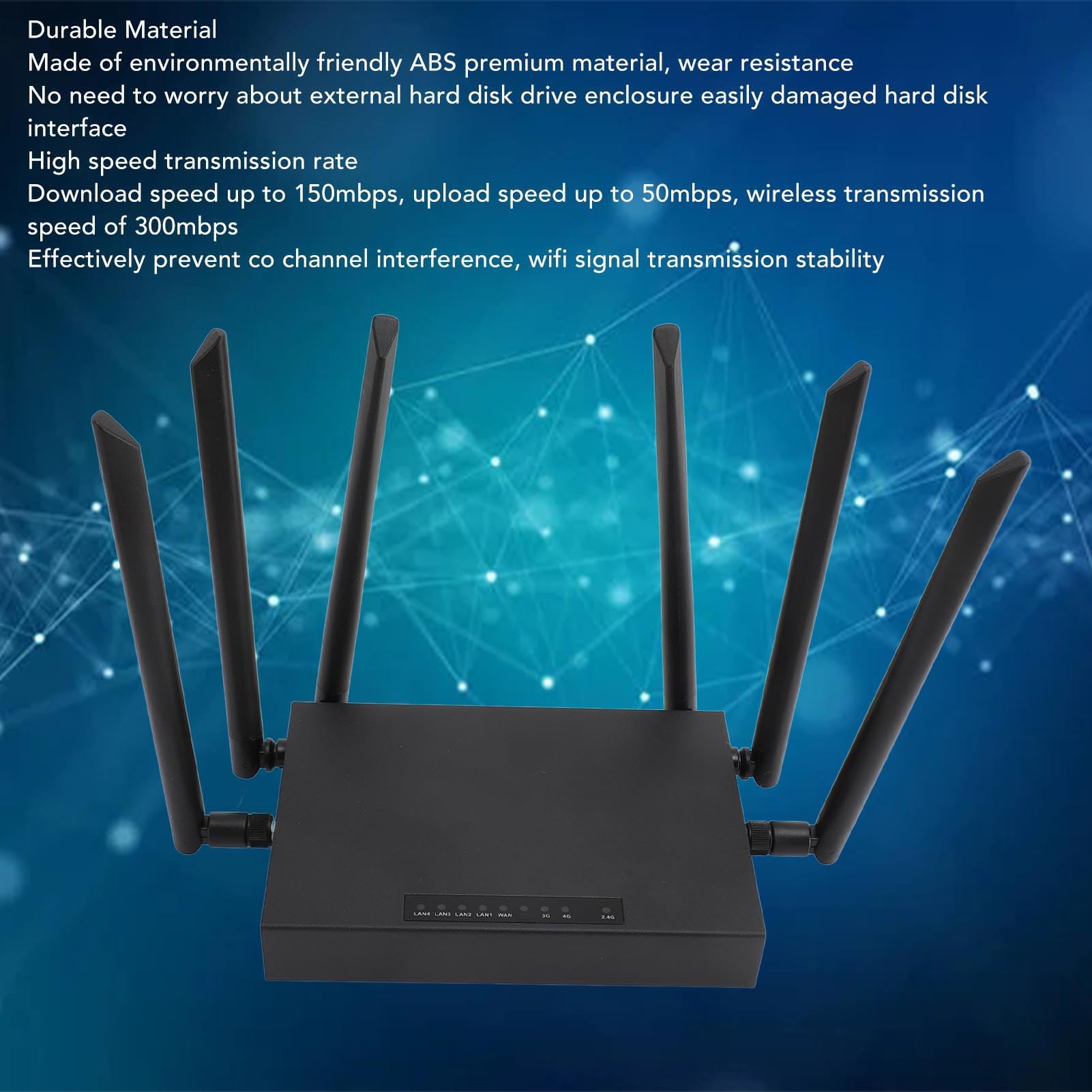 Tangxi Dispositivo Hotspot da 300 Mbps, Modem Router 4G LTE Sbloccato con Slot per Scheda SIM, 6 Antenne Ad Alto Guadagno, Router WiFi Mobile per Ufficio (Spina Europea)