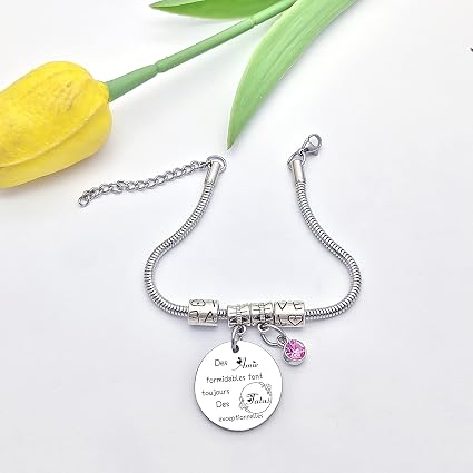 Bracciale Regalo Per Tata O Assistente Materna - Gufo Con Cuore - Fatto A Mano In Acciaio Inox - 3