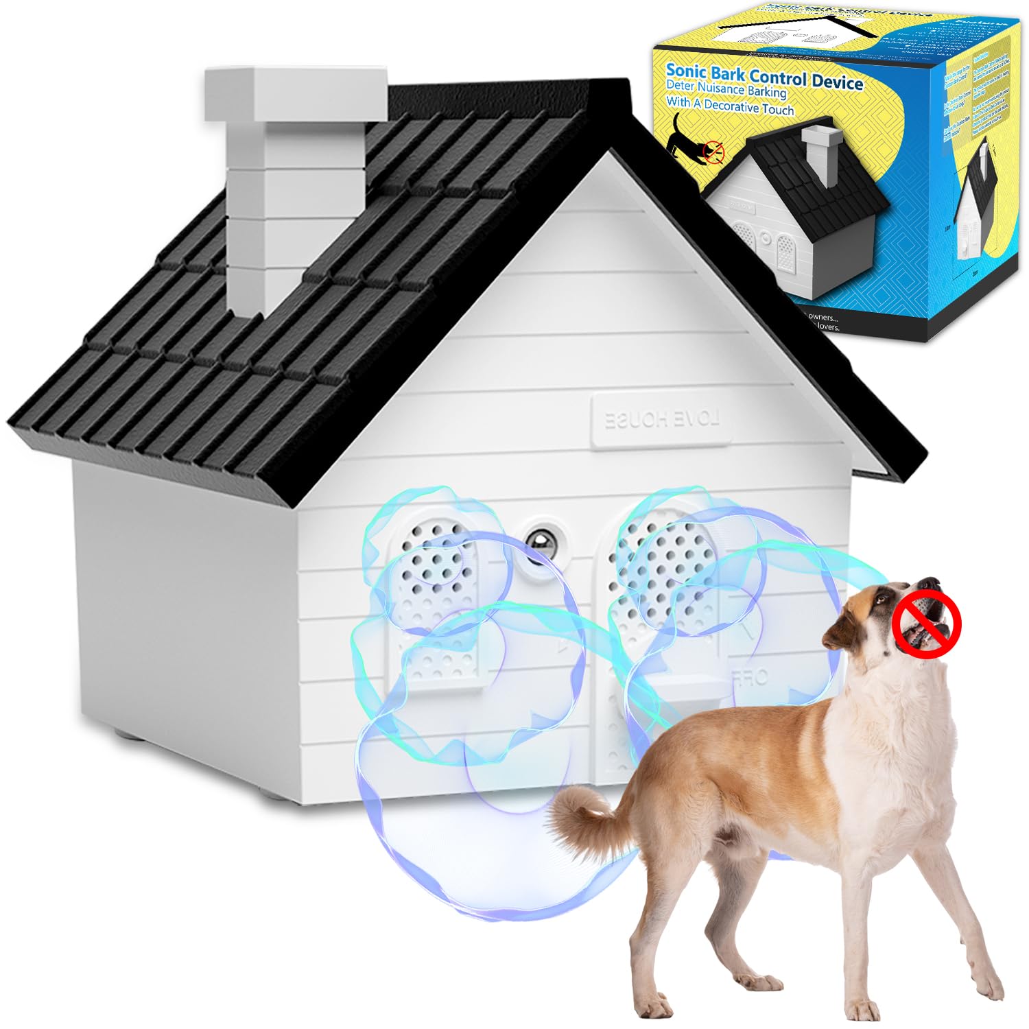 PUBAMALL Dispositif Anti-aboiement, Dispositif Anti-aboiement pour Chiens, Dispositif Anti-aboiement extérieur et intérieur