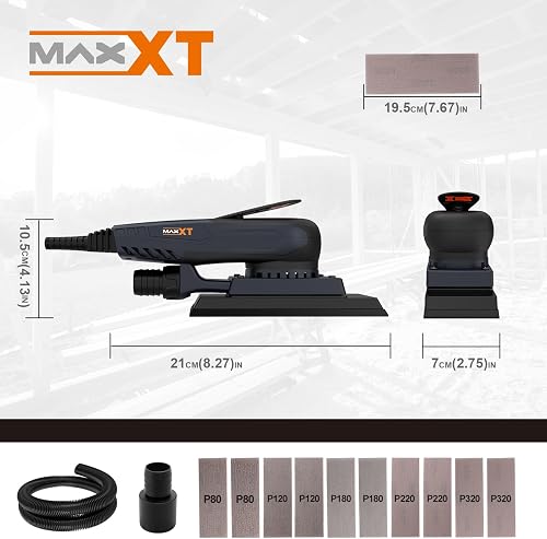MAXXT Brushless Sheet Sander Electric 3mm Orbital Sander 350W Multi-Function 4000-10000RPM Variable Speed Corded Orbital Sanders Machine with 10 Sanding Papers for Woodworking Palm Sander Finishing - 7