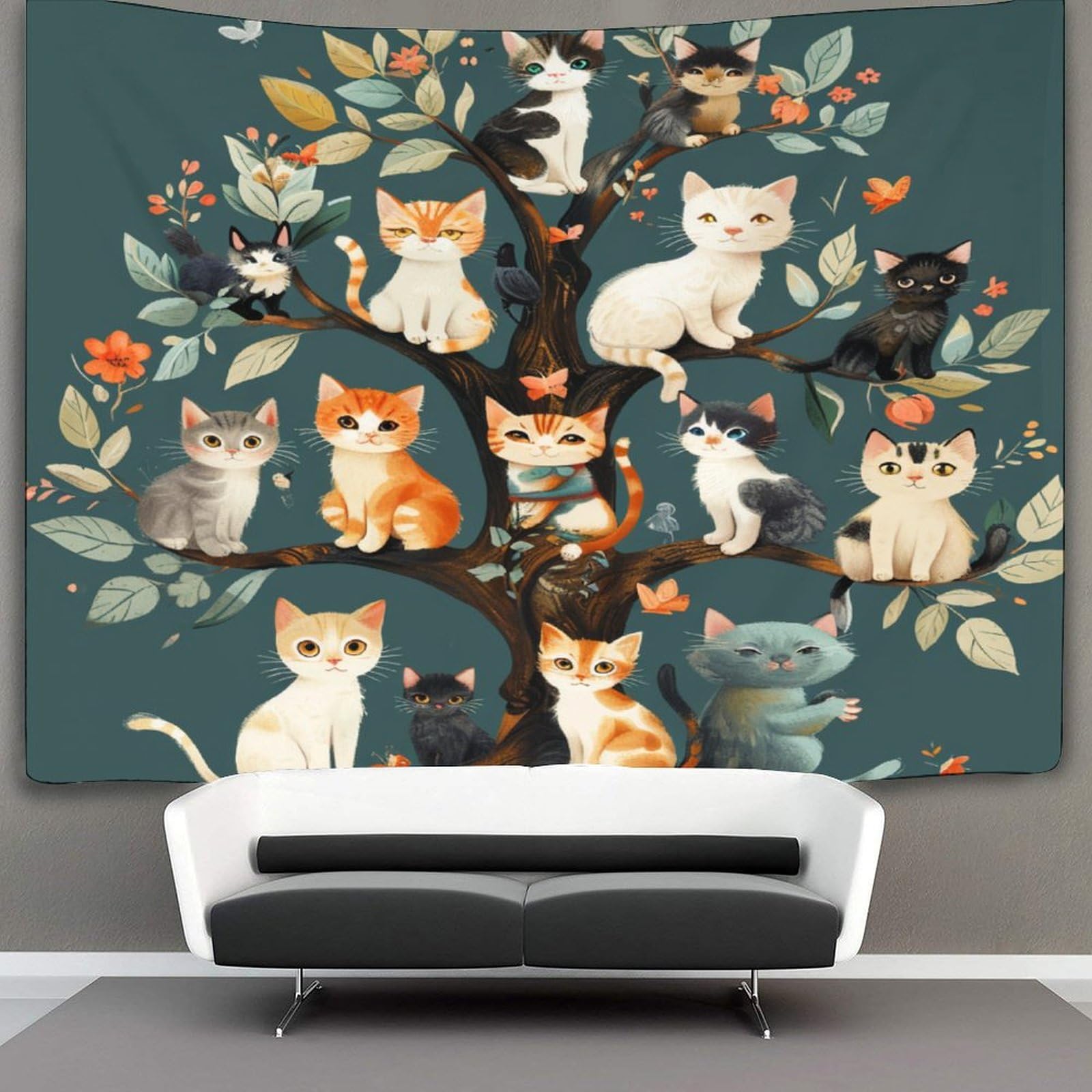 kaiyun Cute Cat Tapestry Bedroom Aesthetic Indie Wall Room Decor Cartoon Animals Wall Hanging,Wall Art 70cmx100cm