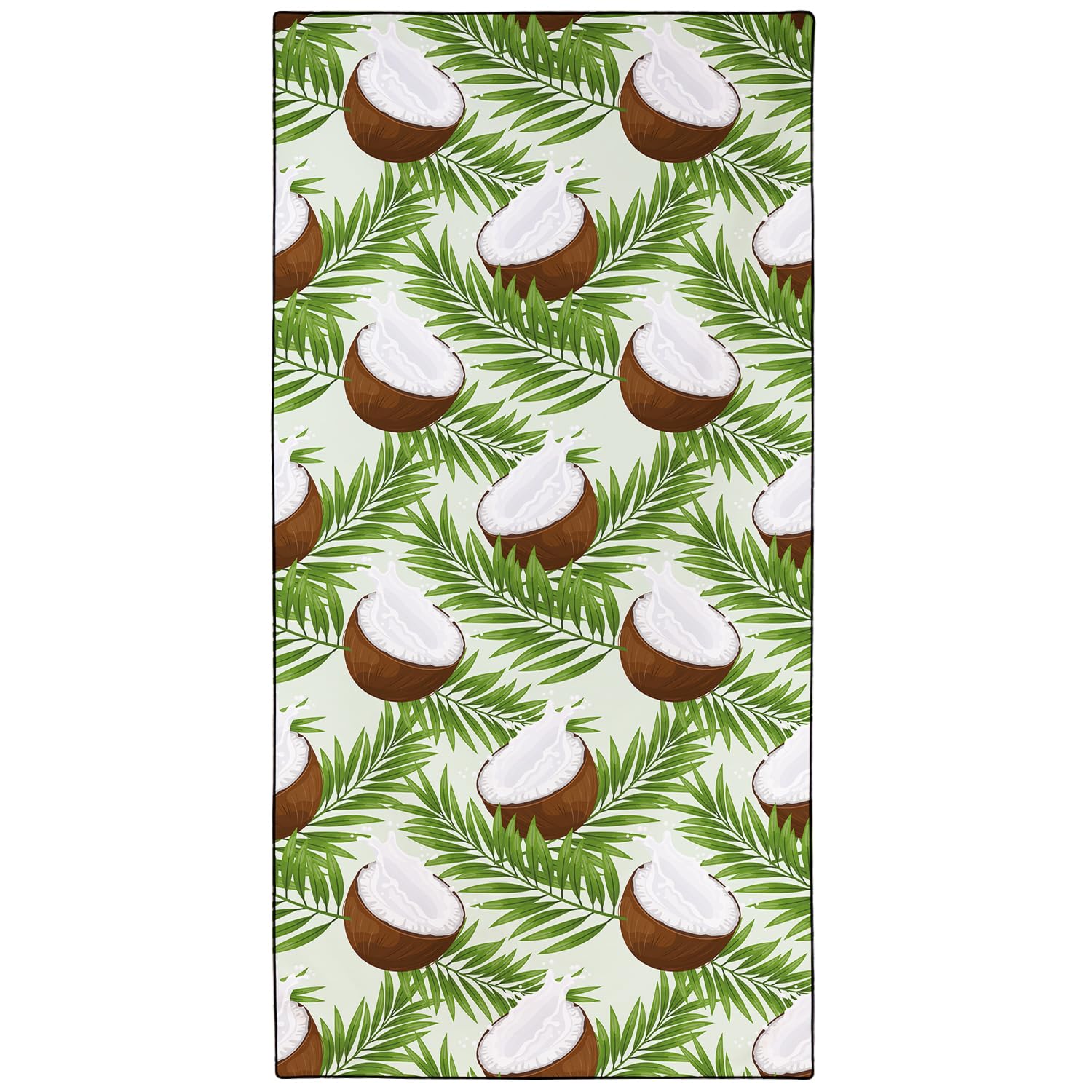Violetpos Coconut & Palm Leaf Beach Towel, Extra Large 180x90 cm 250GSM Microfibre, Sand Free Quick Dry, Ideal Vacation Gifts with Carry Bag for Pool Cruise Camping