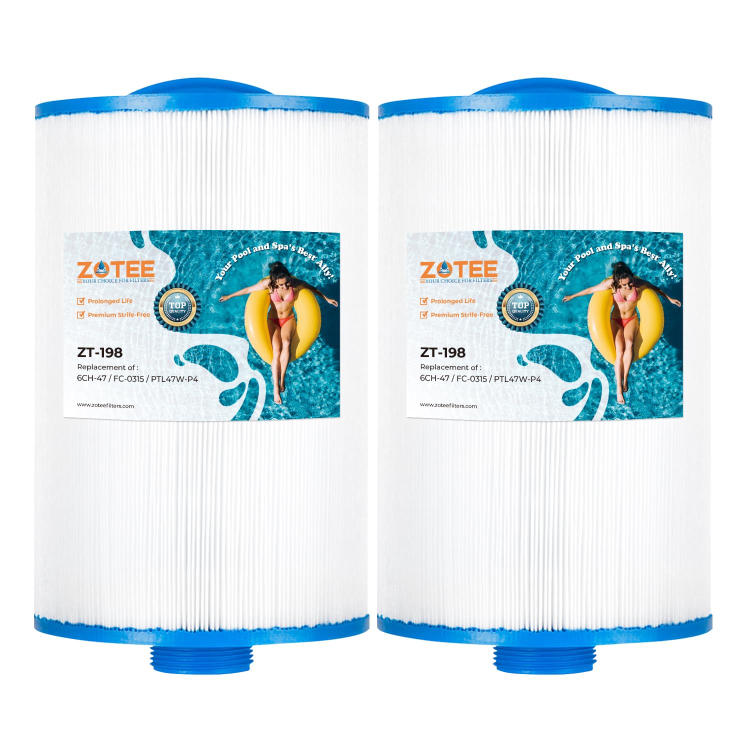 ZOTEE Spa Filter Replaces Unicel 6CH-47 Filbur FC-0315 PTL47W-P4 373043 Hot Tub Filter,2 Pack