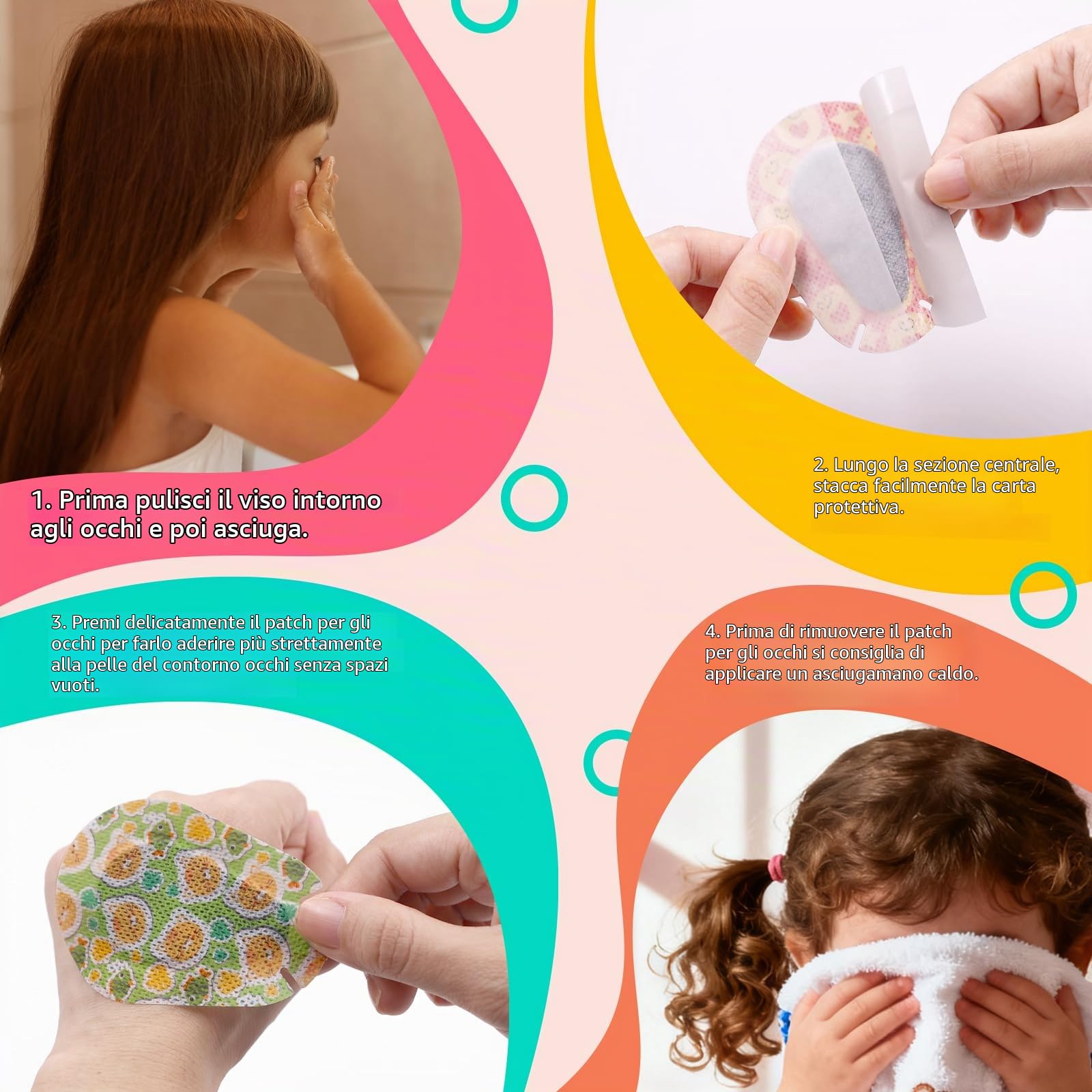 sdroceRyaM 90 pezzi, 15 modelli di cerotti adesivi per bambini, oscuranti e traspiranti, con motivi cartoon Cerotti per gli occhi Benda non tessuta per bambini con occhio pigro