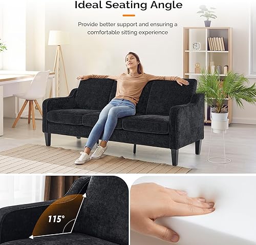 Miniatura 6 de VINGLI Juego de sofá de dos plazas para sala de estar, sofá moderno de mediados de siglo y sofá biplaza, sofá biplaza de 53 pulgadas + sofá pequeño