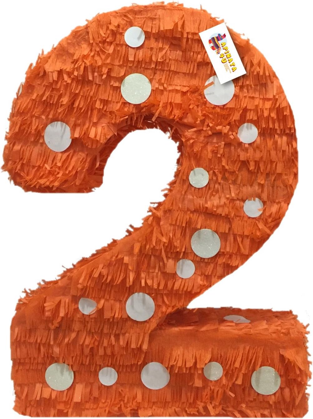 20" Tall Orange & White Polka Dots Number Two Pinata Second Birthday Party Supplies Decoration Two Wild Two Fast Little Man Easter Party Decoration