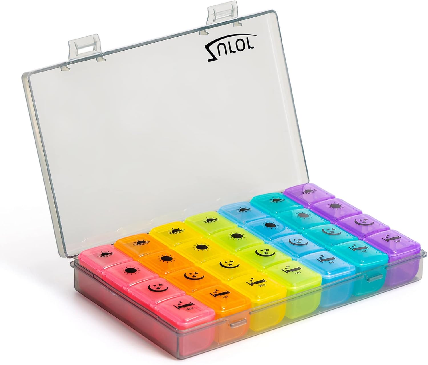 ZUROR Weekly Pill Box with 28 Compartments. Pill Organizer 7 Days 4