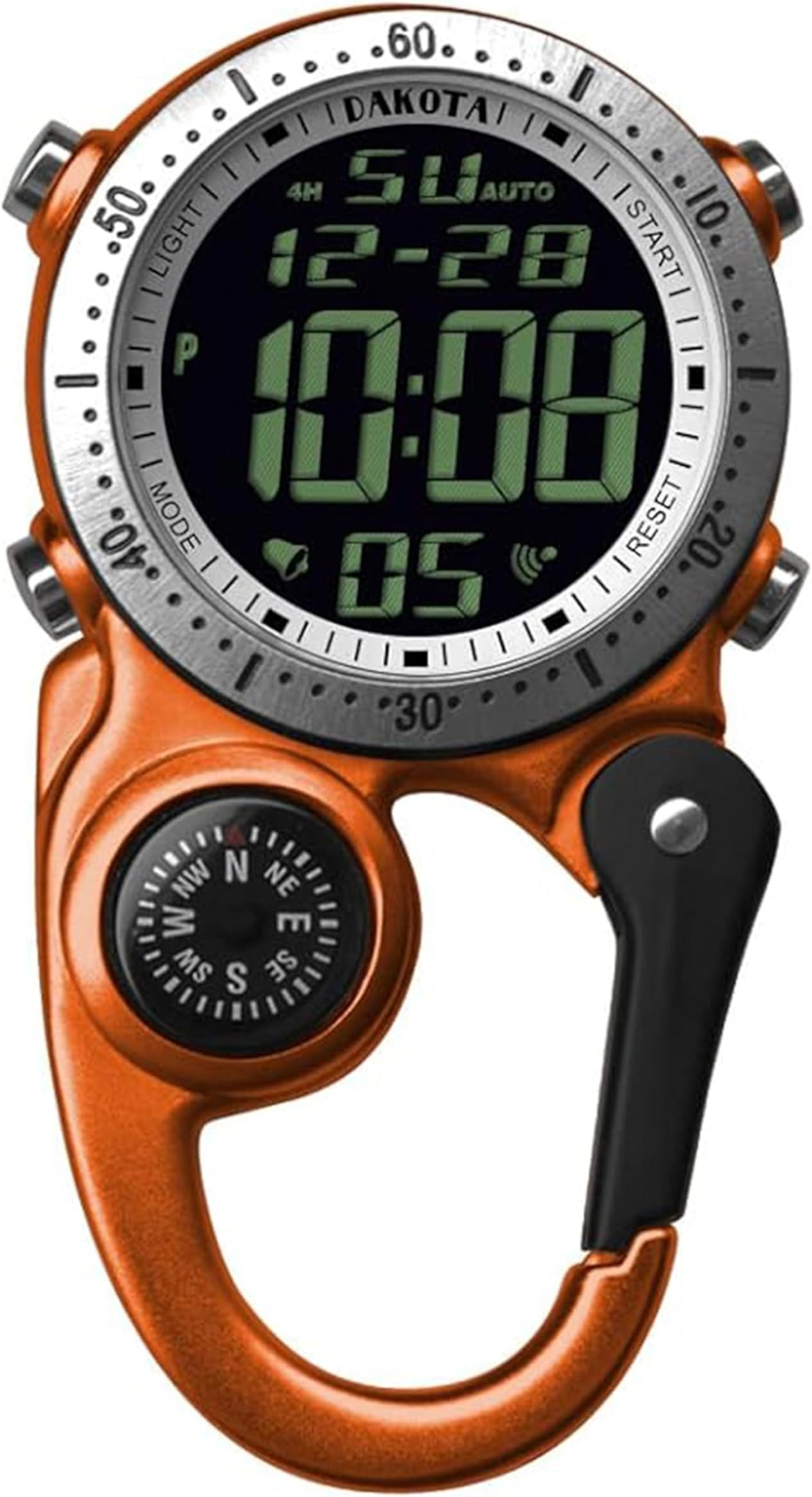Digital Backpacker Clip, Fob and Pocket Watch, Alarm, Stopwatch, Timer and Dual Time, Outdoor Gifts for Men and Women, Tactical Digital Watch