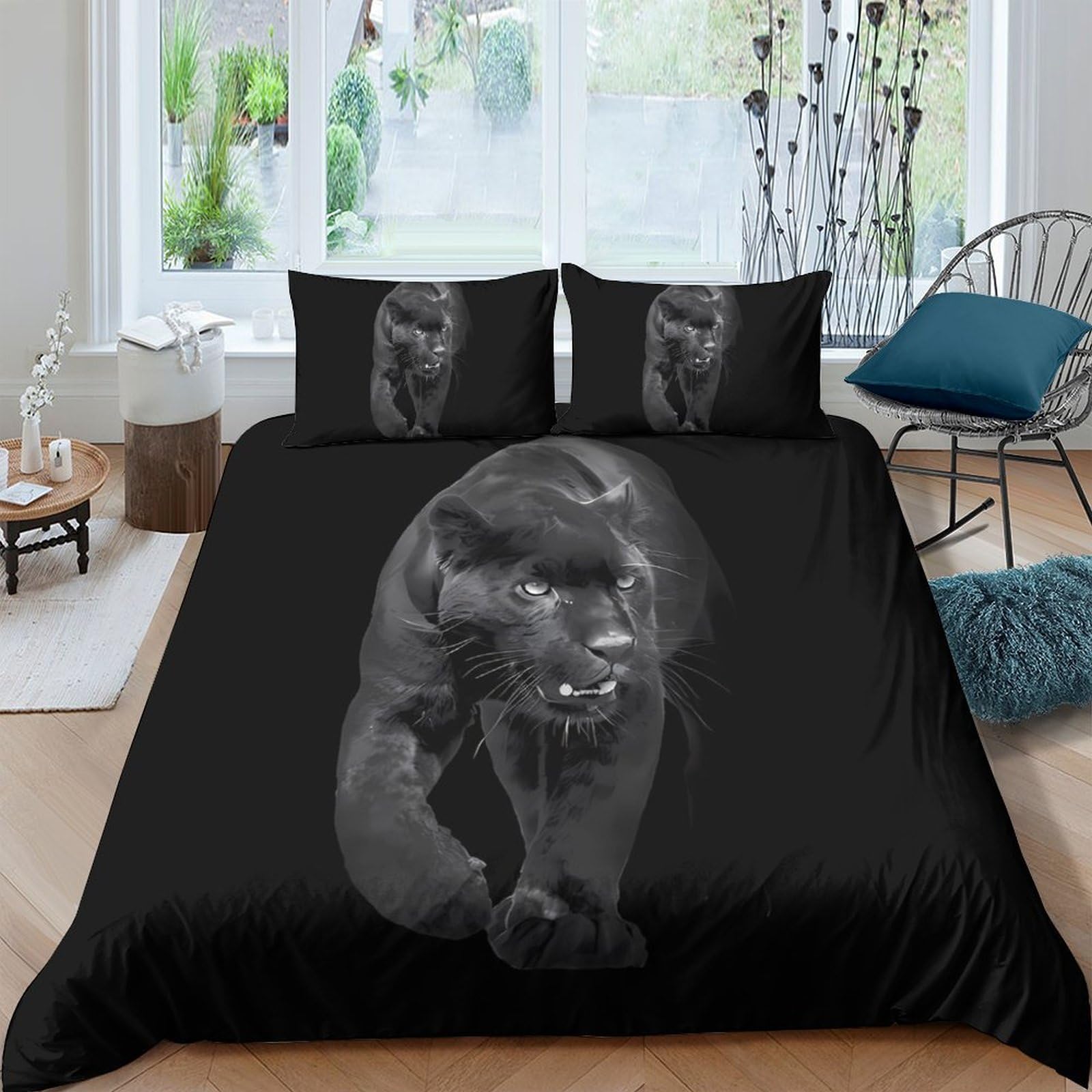 Ctjqhvkz Style-1 3D Printed Panther Fitted Sheet Microfiber Soft Breathable Lion Bed Cover For Bedroom Dorm Decor Protection Single（135X200cm）