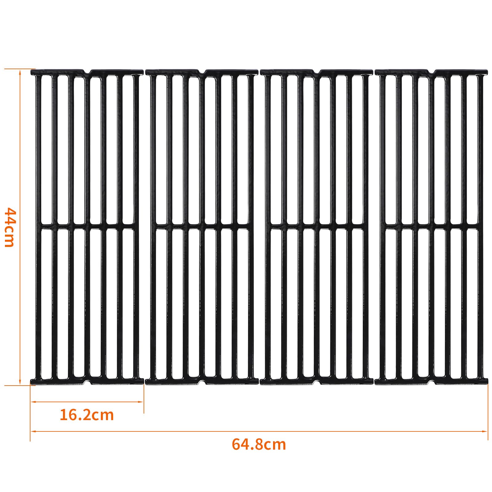 GFTIME 44 x 16 cm, griglia in ghisa per broilking e huntington, pezzi di ricambio per broilking Baron 490, 420, Broilmate e Sterling, per Napoleon LEX 485, 4 pezzi