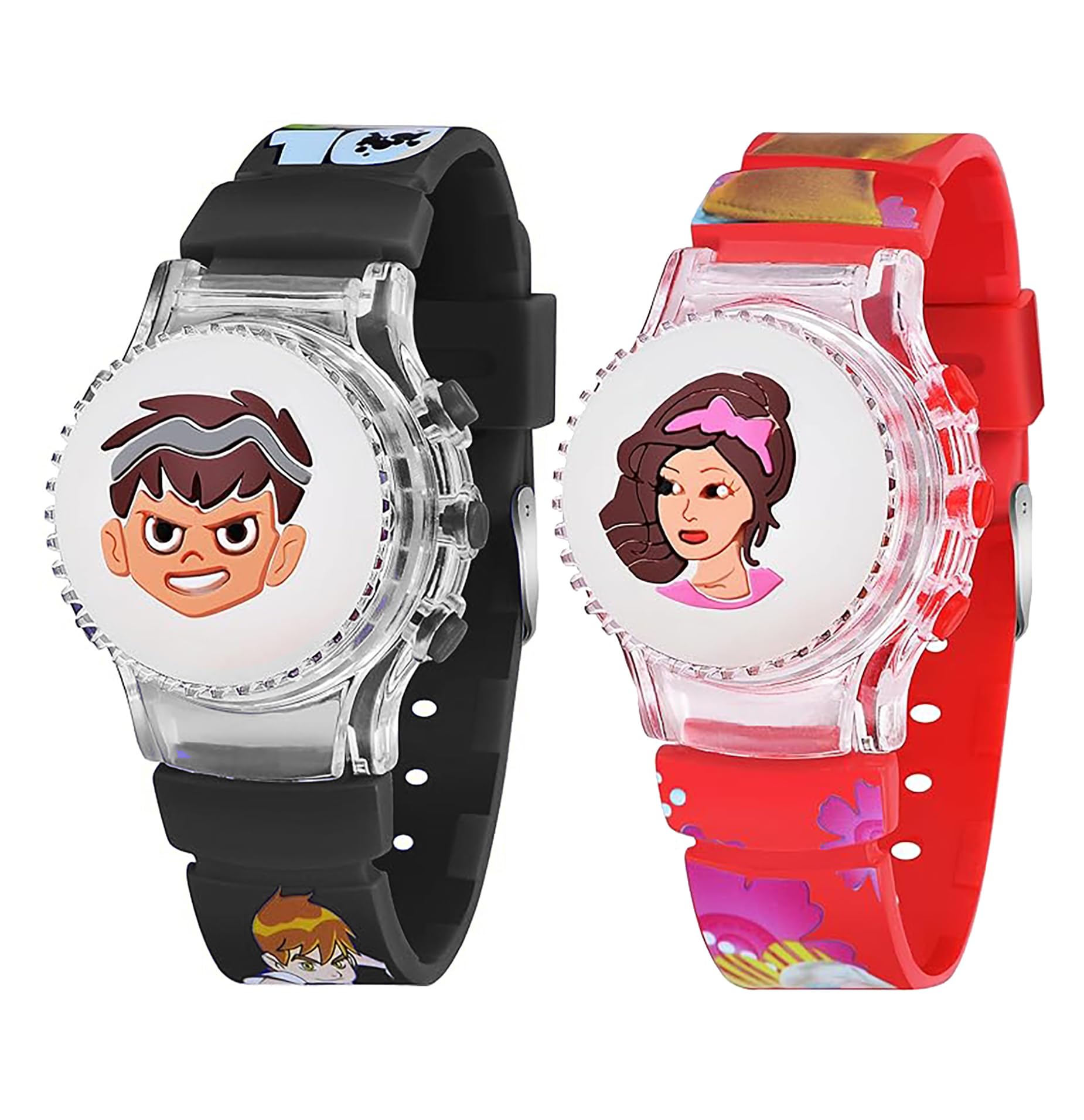 Time Up Digital Dial Combo of 2 Cartoon Glowing Rotating Cap Kids Toy Watch for Boys & Girls (Age:3-10 Years)-RC256-BN-10X (Black-Red) (B0CYT1GBDF) Amazon Price History, Amazon Price Tracker