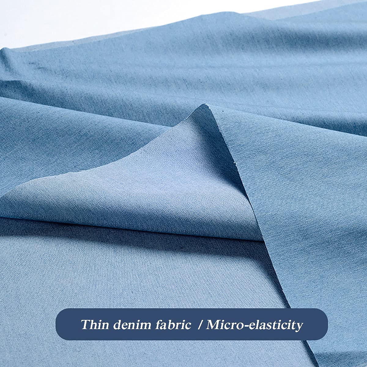 Tejido Vaquero Lavado, Tela Vaquera elástica Suave, Ideal for Manualidades Textiles del hogar, Costura de Ropa, Jeans, manteles y Accesorios for el hogar.(Light Blue,100x140 cm)